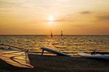 Silhouette Of A Two Windsurfer Stock Photography Silhouette Of A Two Windsurfer Stock Photography