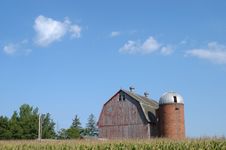 Barn, Silo And Sky Stock Photos