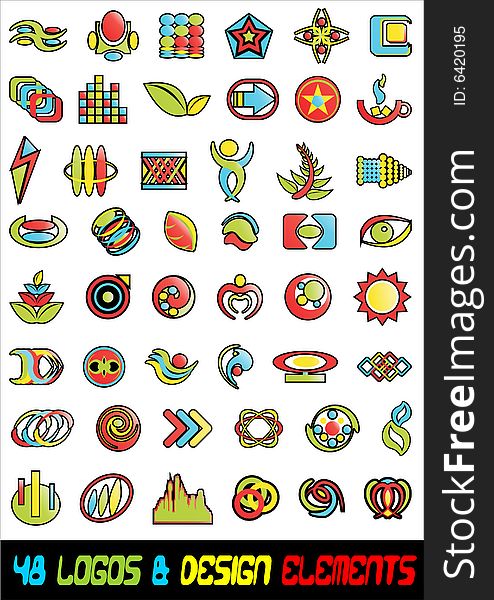 48 Abstract logos icons & design elelments vector. 48 Abstract logos icons & design elelments vector