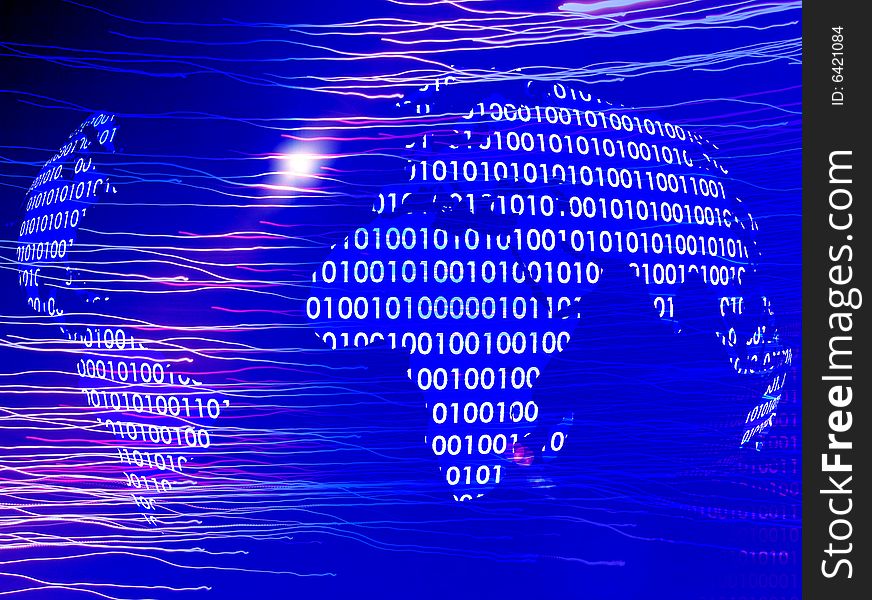 World map with binary code