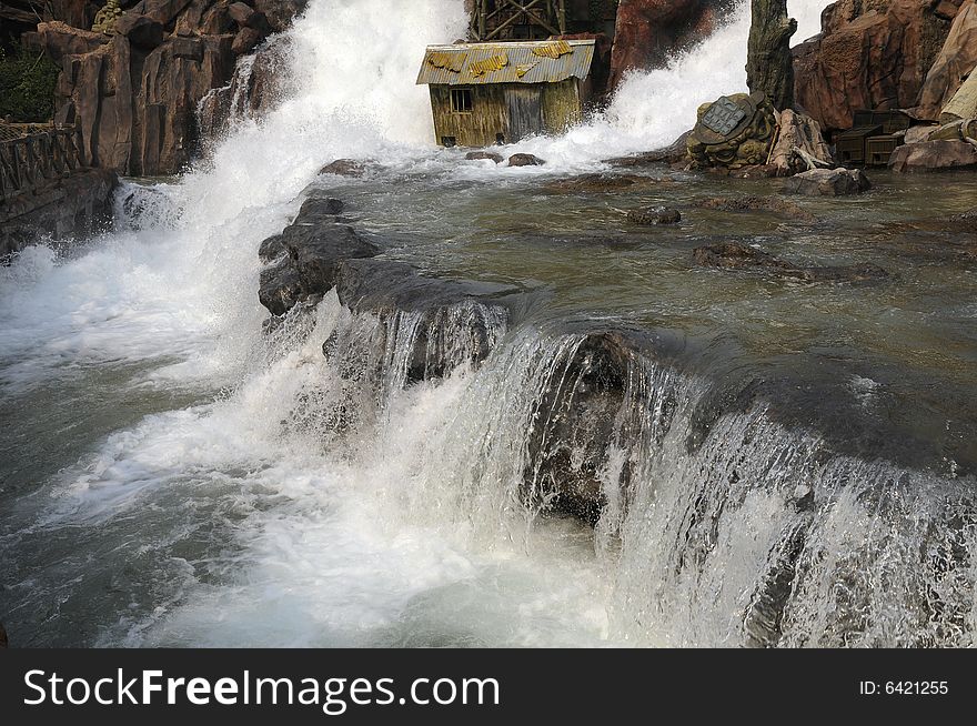 Water fall, flood from mountain