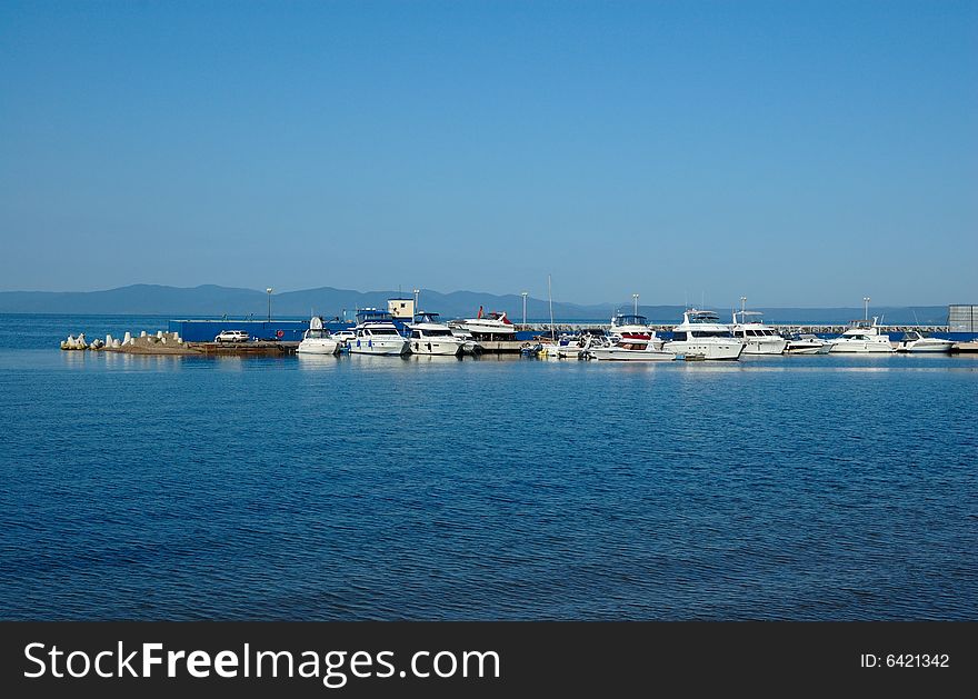 Yacht landing stage (pier) in Vladivostok.