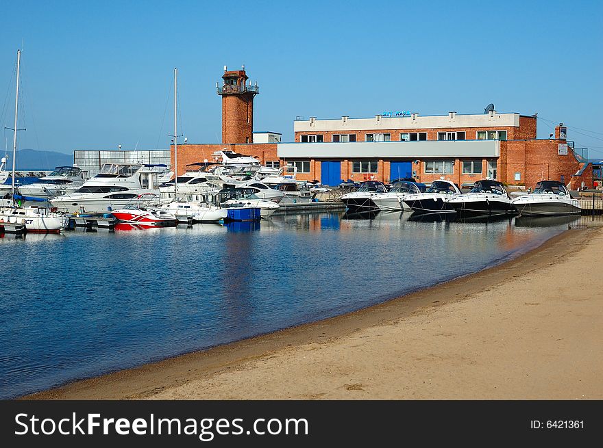 Yacht landing stage (pier) in Vladivostok.