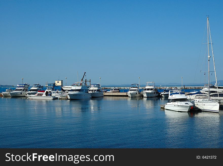 Yacht landing stage (pier) in Vladivostok.