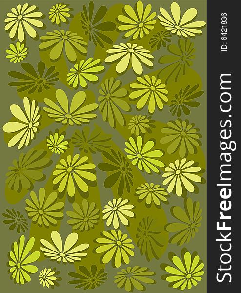 Background with yellow and green camomile. Background with yellow and green camomile