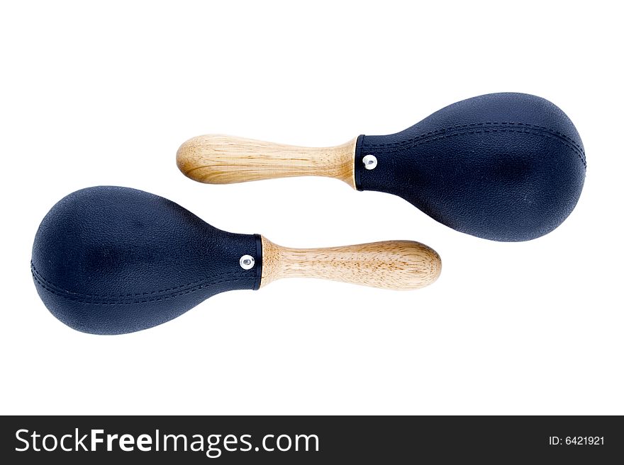 Pair Of Black Plastic Maracas Isolated On White