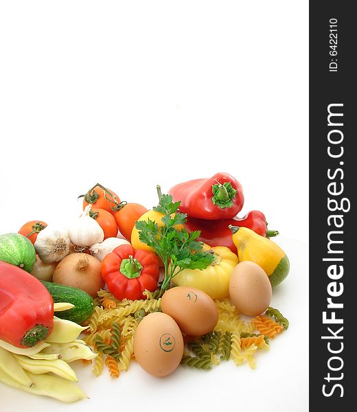 Vegetables isolated over white background. concept of healthy food and nutrition.