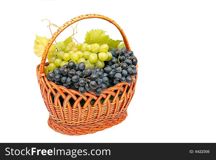 Bunches Of Grapes  In Basket.