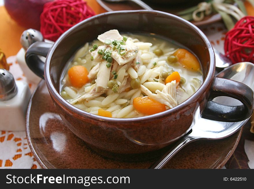 A fresh stew with rice-noodles and vegetables. A fresh stew with rice-noodles and vegetables