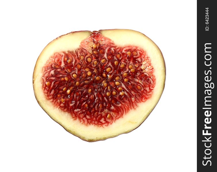 A lovely sliced fig on a white background