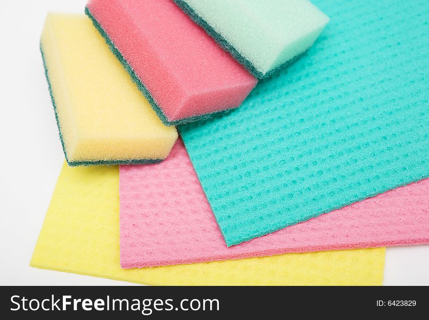 Cleaning accessories on white background. Cleaning accessories on white background