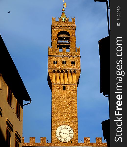 A wonderful shot of the Palazzo Vecchio belltower in Florence. A wonderful shot of the Palazzo Vecchio belltower in Florence