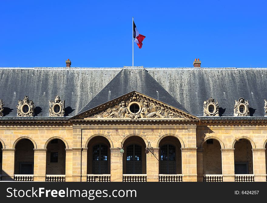 France, Paris: view of the famous monument  of Invalides. A museum related to the military history of France. France, Paris: view of the famous monument  of Invalides. A museum related to the military history of France