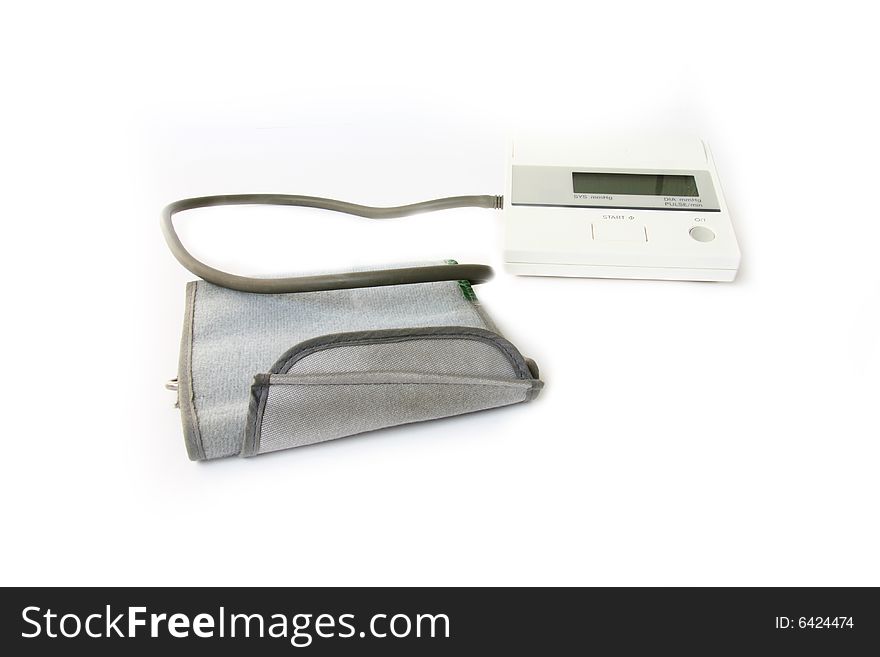 Blood pressure monitor at white background