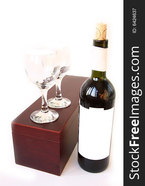 Red Wine Bottle And Box
