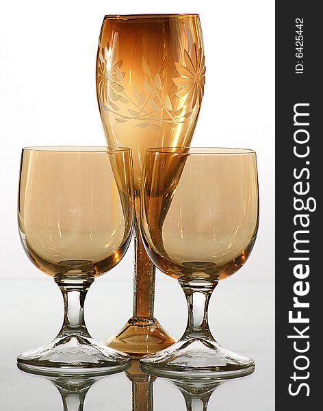 Glass ware wine glass and bocal isolated. Glass ware wine glass and bocal isolated