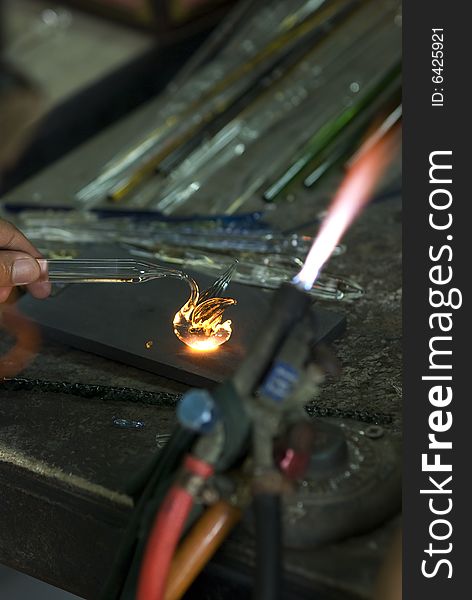 Artist Shaping Glass