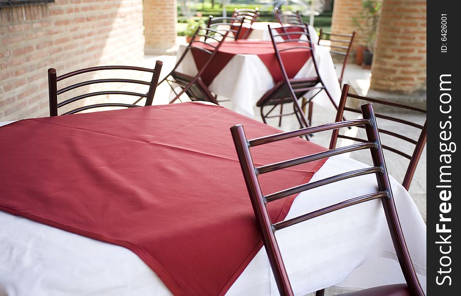 Tables on a restaurant terrace. Tables on a restaurant terrace