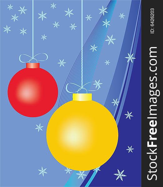 Colorful Christmas background, with red and yellow balls
