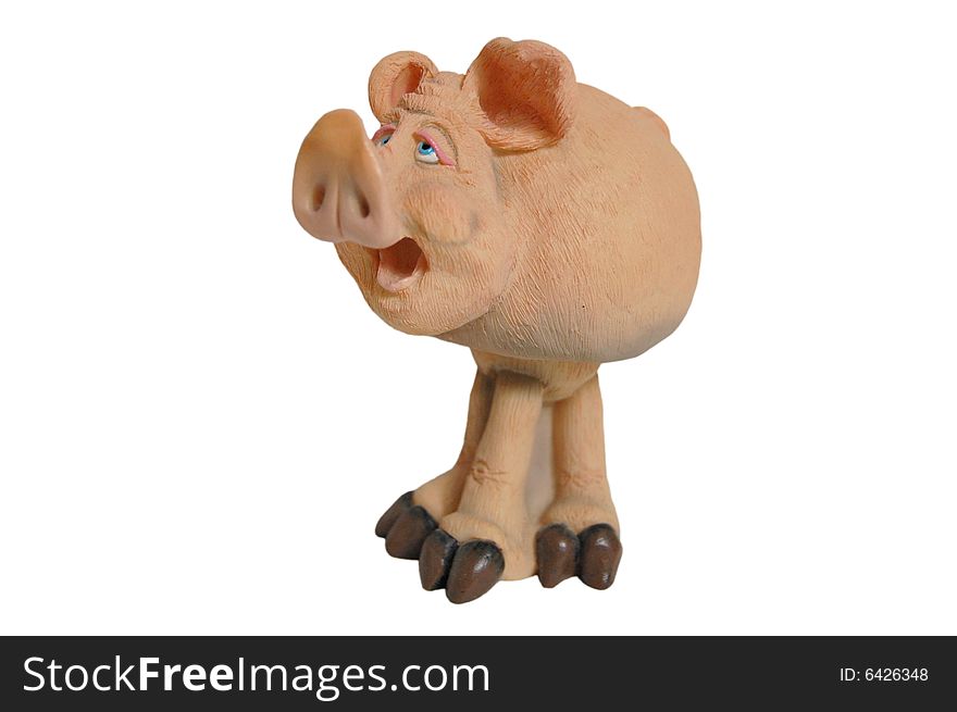 Pig figure onking, isolated on white. Pig figure onking, isolated on white.