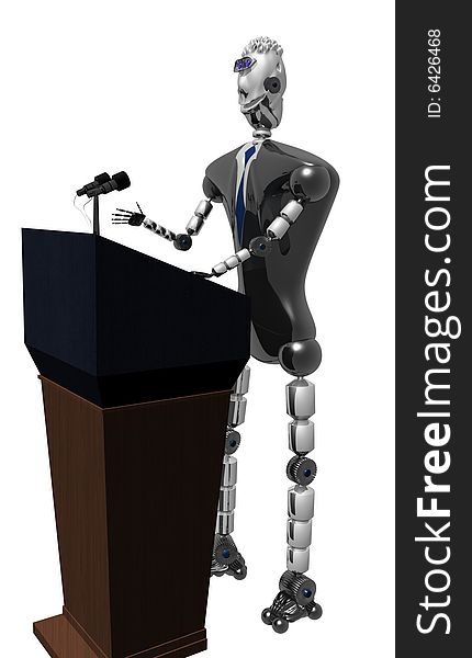 3D rendering of the robotic president isolated against white background. 3D rendering of the robotic president isolated against white background