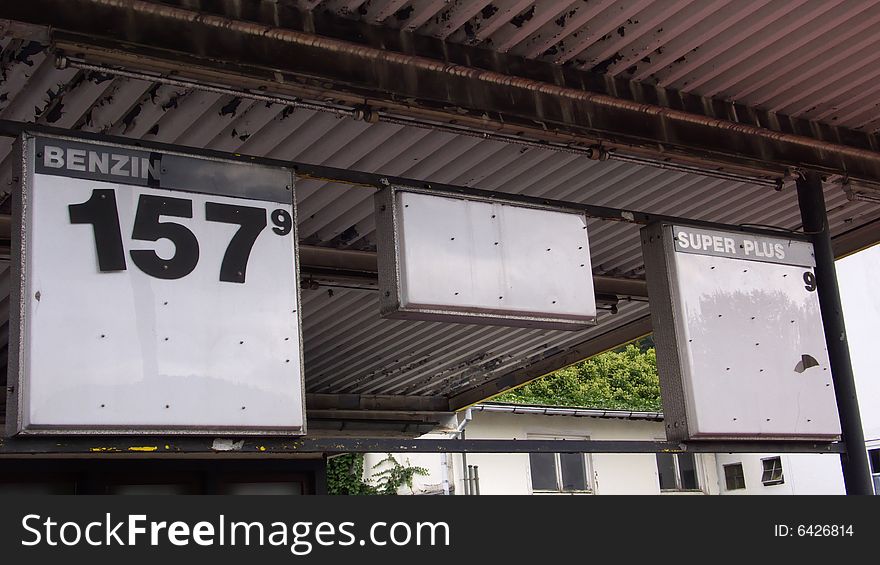 Abandoned Gas Station with empty Price Board. Abandoned Gas Station with empty Price Board
