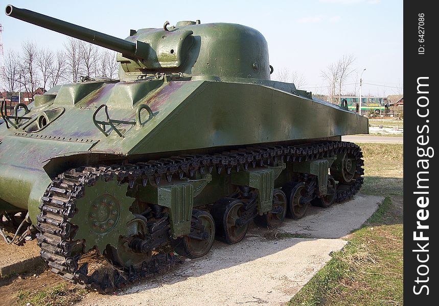 Sherman WW2 Tank at the open-air museum in Russia