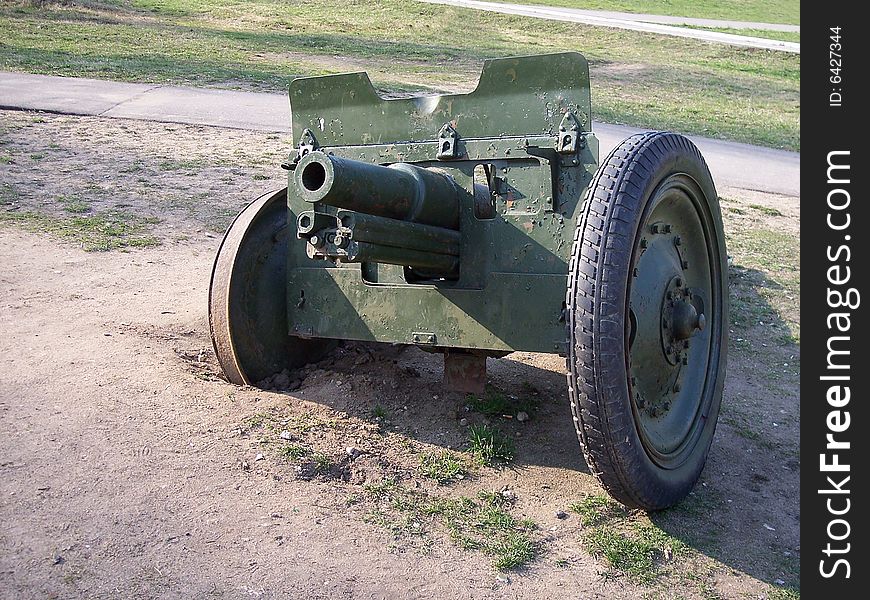 Antitank Soviet WW2 Gun at the open-air museum in Russia