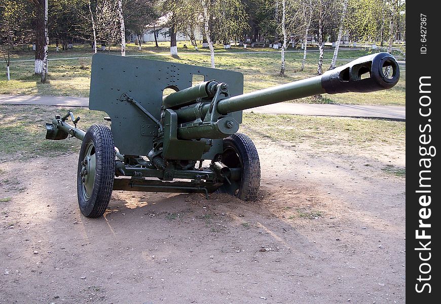 Soviet WW2 Antitank Gun at the open-air museum in Russia