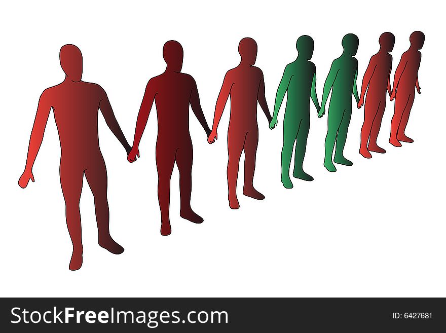 Isolated 3d people on white - outsiders (with vector EPS format)