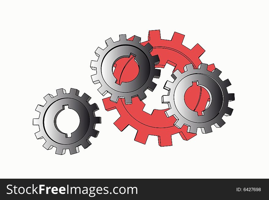 Cogwheels - business network - isolated illustration on white (with vector EPS format)