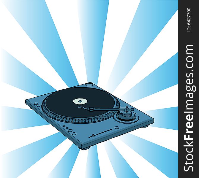 Turntable with blue retro background (with vector EPS format). Turntable with blue retro background (with vector EPS format)