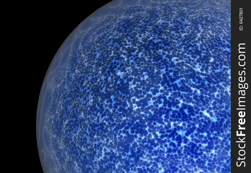 Blue global alien cell with strange texture