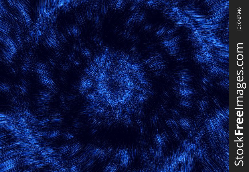 Blue particles in spiral motion in black background