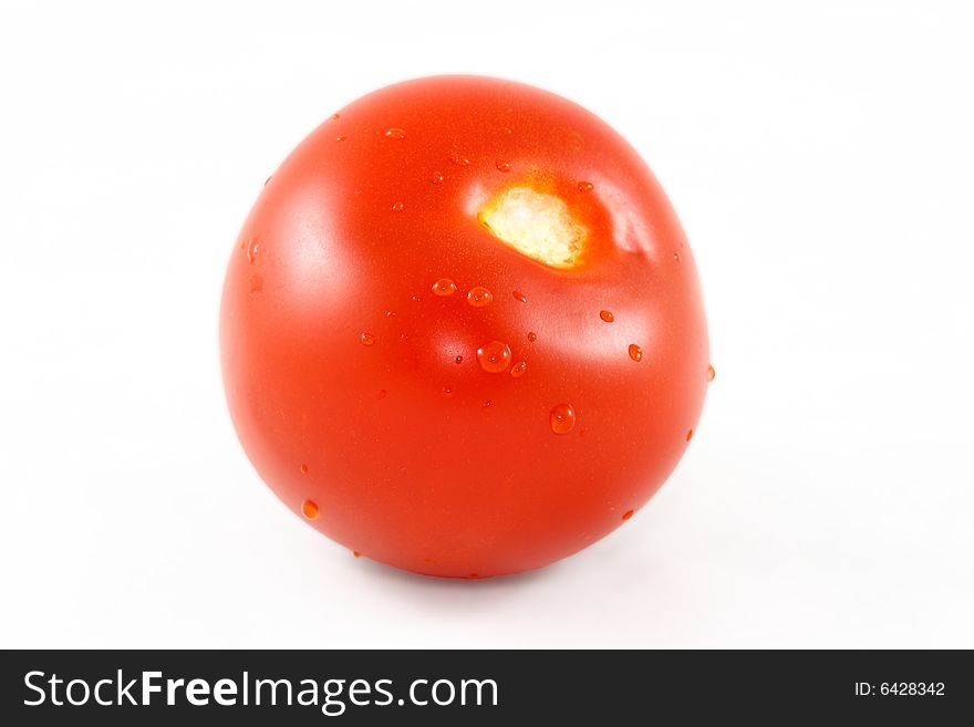 A closeup photo of tomato isolated (with clipping path).