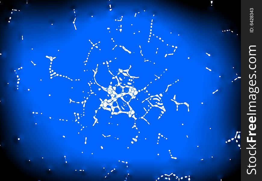 Bright blue background with white distorted particles
