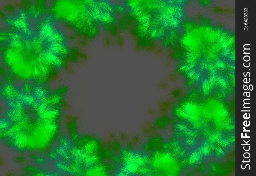 Bright green particles emissions rotating around each other