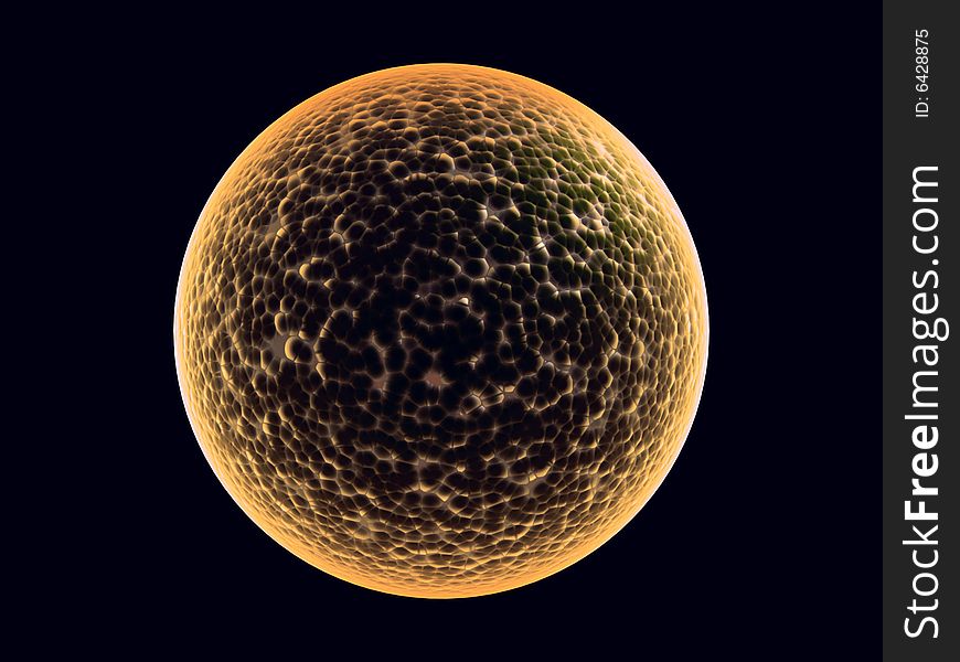 Global alien fantasy unknown orange micro cell in black background