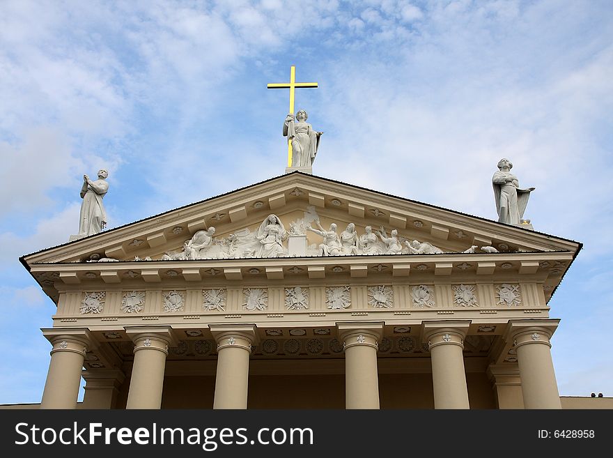 Vilnius cathedral on the sunny summer day.