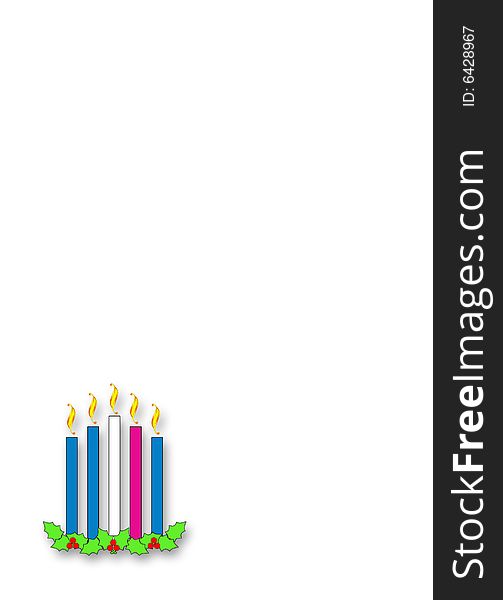 Advent candles over white with copy space.  Vertical jpeg.  See portfolio for horizontal version. Advent candles over white with copy space.  Vertical jpeg.  See portfolio for horizontal version.