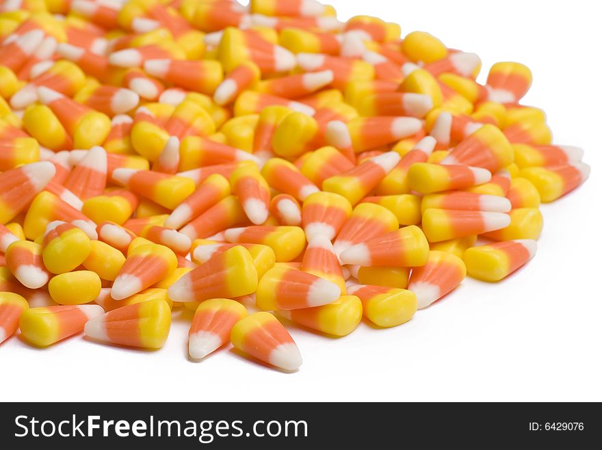 Candy corn on white background