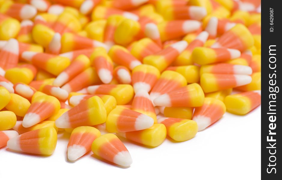 Candy corn on white background