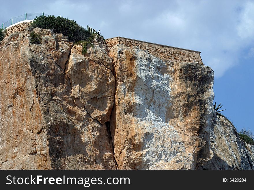 Cliffs on a coastline in Majorca in Spain. Cliffs on a coastline in Majorca in Spain