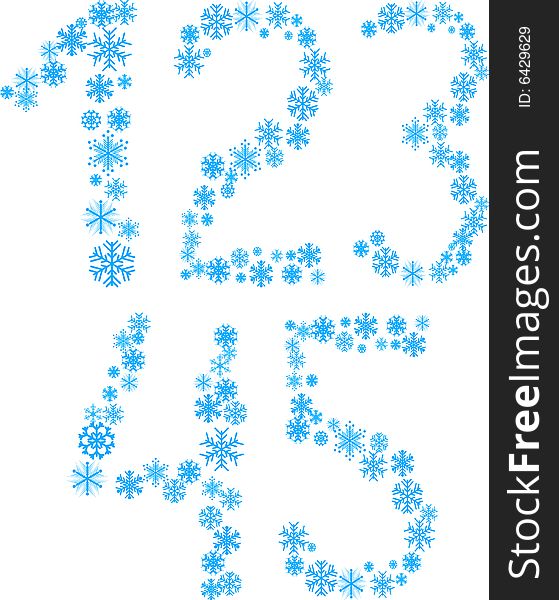 Five snowflake letters. Vector illustration. Five snowflake letters. Vector illustration.