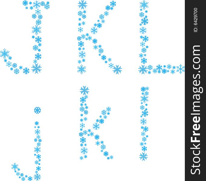 Three snowflake letters. Vector illustration. Three snowflake letters. Vector illustration.