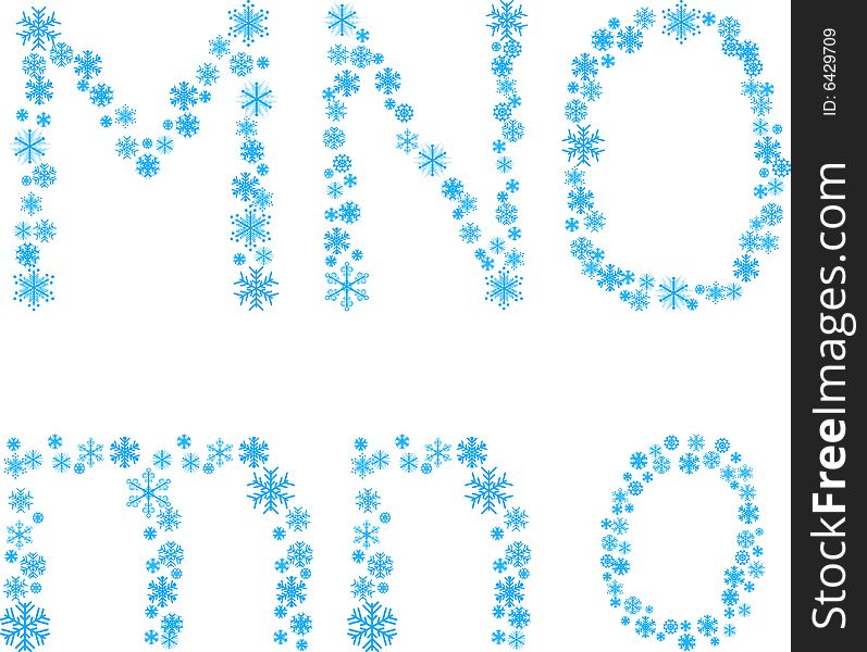 Three snowflake letters. Vector illustration. Three snowflake letters. Vector illustration.