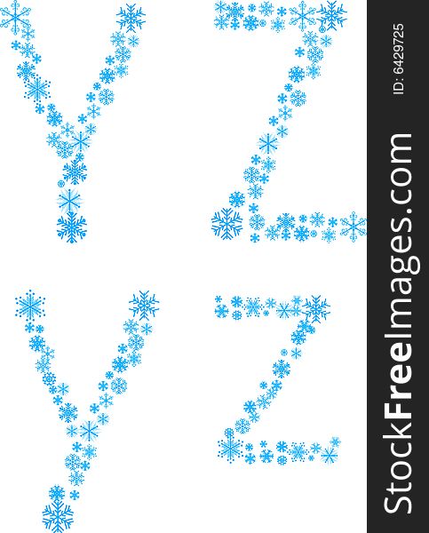 Two snowflake letters. Vector illustration. Two snowflake letters. Vector illustration.