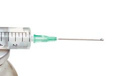 Drop On A Syringe Needle. Royalty Free Stock Image
