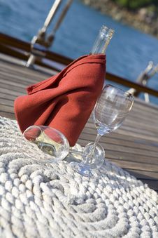Bottle Of Wine On A Yacht Royalty Free Stock Photos Bottle Of Wine On A Yacht Royalty Free Stock Photos