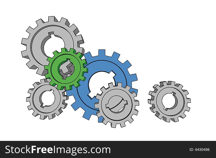 Cogwheels - business network - isolated illustration on white (with vector EPS format). Cogwheels - business network - isolated illustration on white (with vector EPS format)